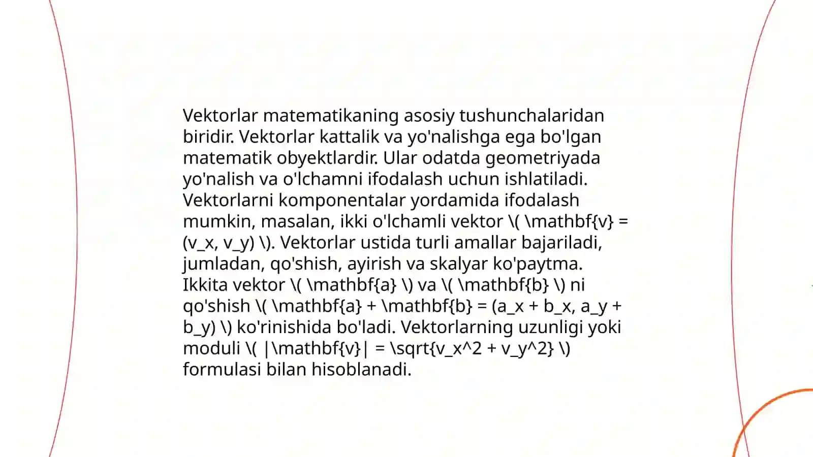 N oʻlchamli vektor fazo 3