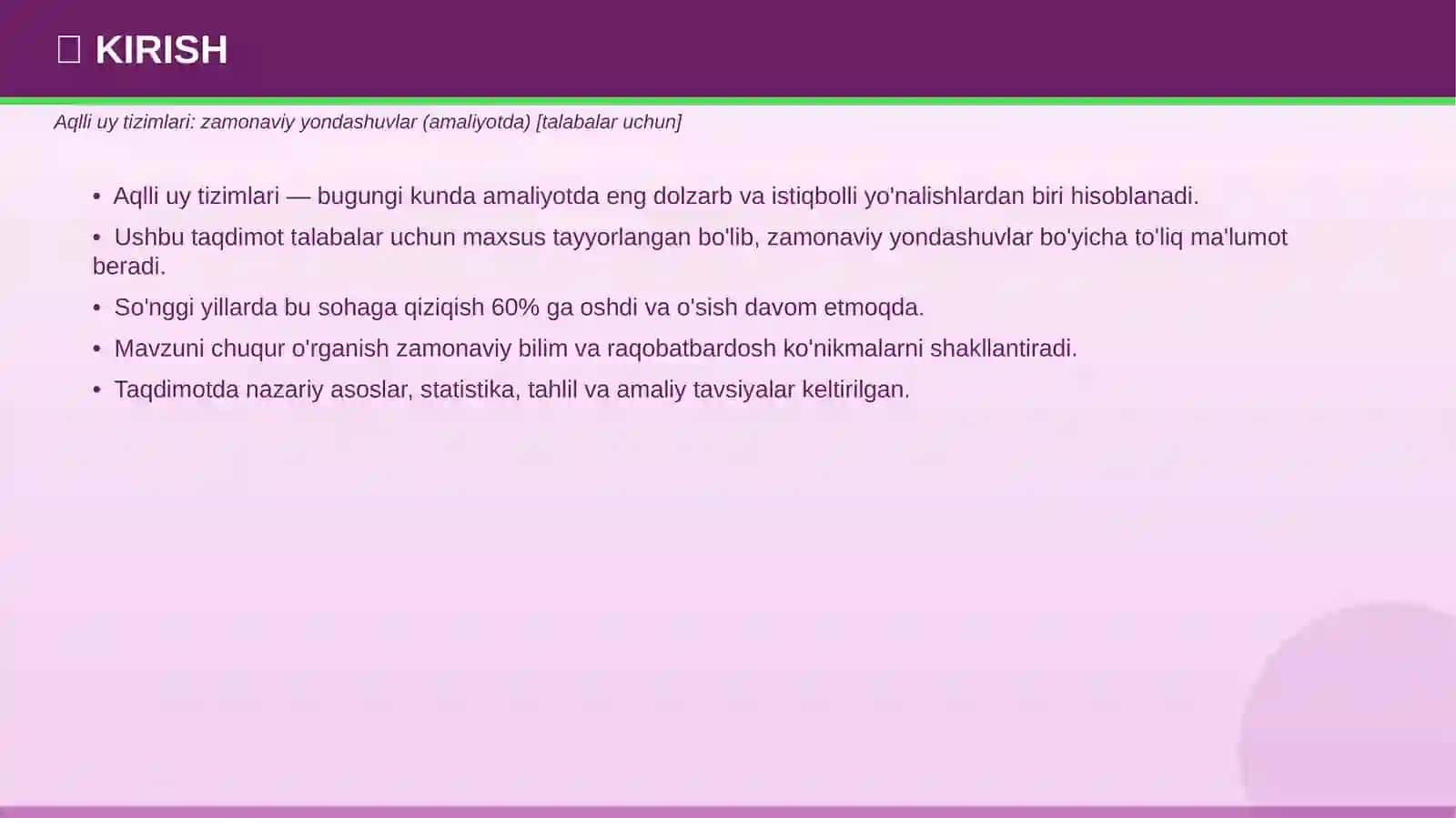 Aqlli uy tizimlari: zamonaviy yondashuvlar (amaliyotda) 3