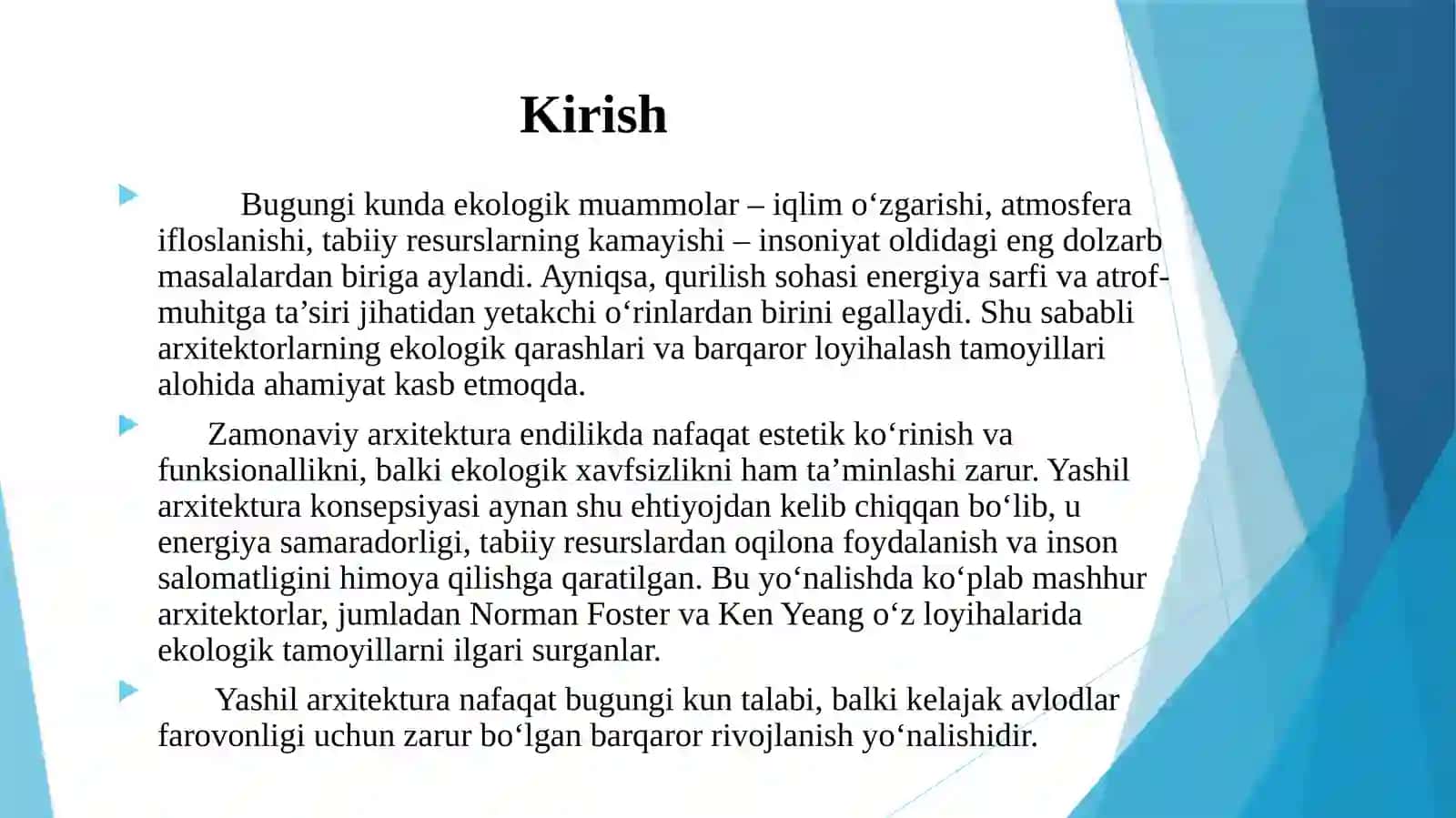 Yashilar arxitekturasi 3