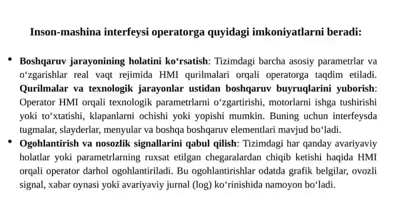 Boshqarish tizimlarida inson-mashina interfeysi va SCADA tizimi 3