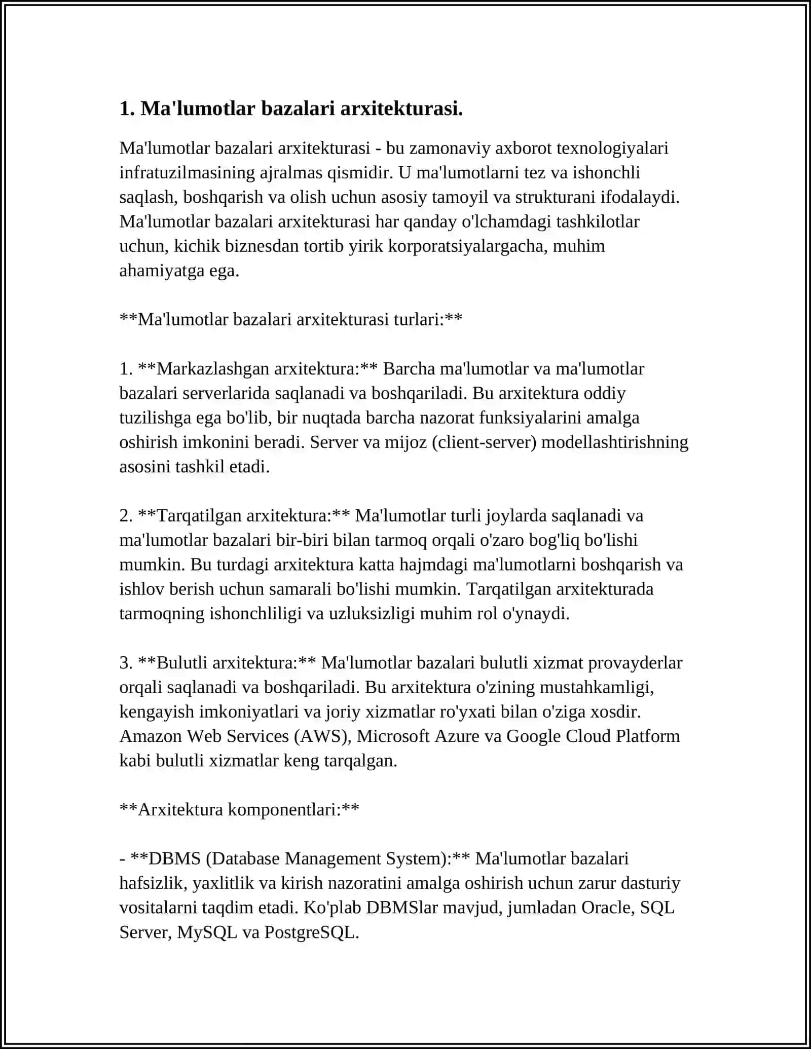 MA’LUMOTLAR BAZASI DASTURLARINI O‘RNATISH VA SOZLASH (MYSQL SERVER, ORACLE SERVER, MICROSOFT SQL SERVER) 3