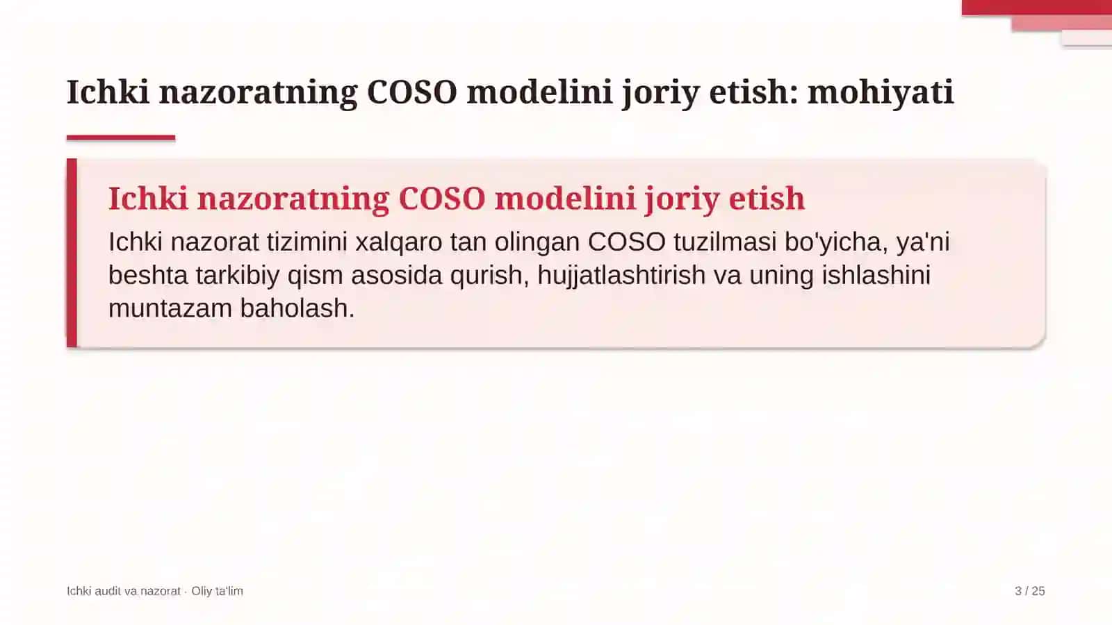 Energetika nazorati inspeksiyalarida ichki nazoratning COSO modelini joriy etish 3