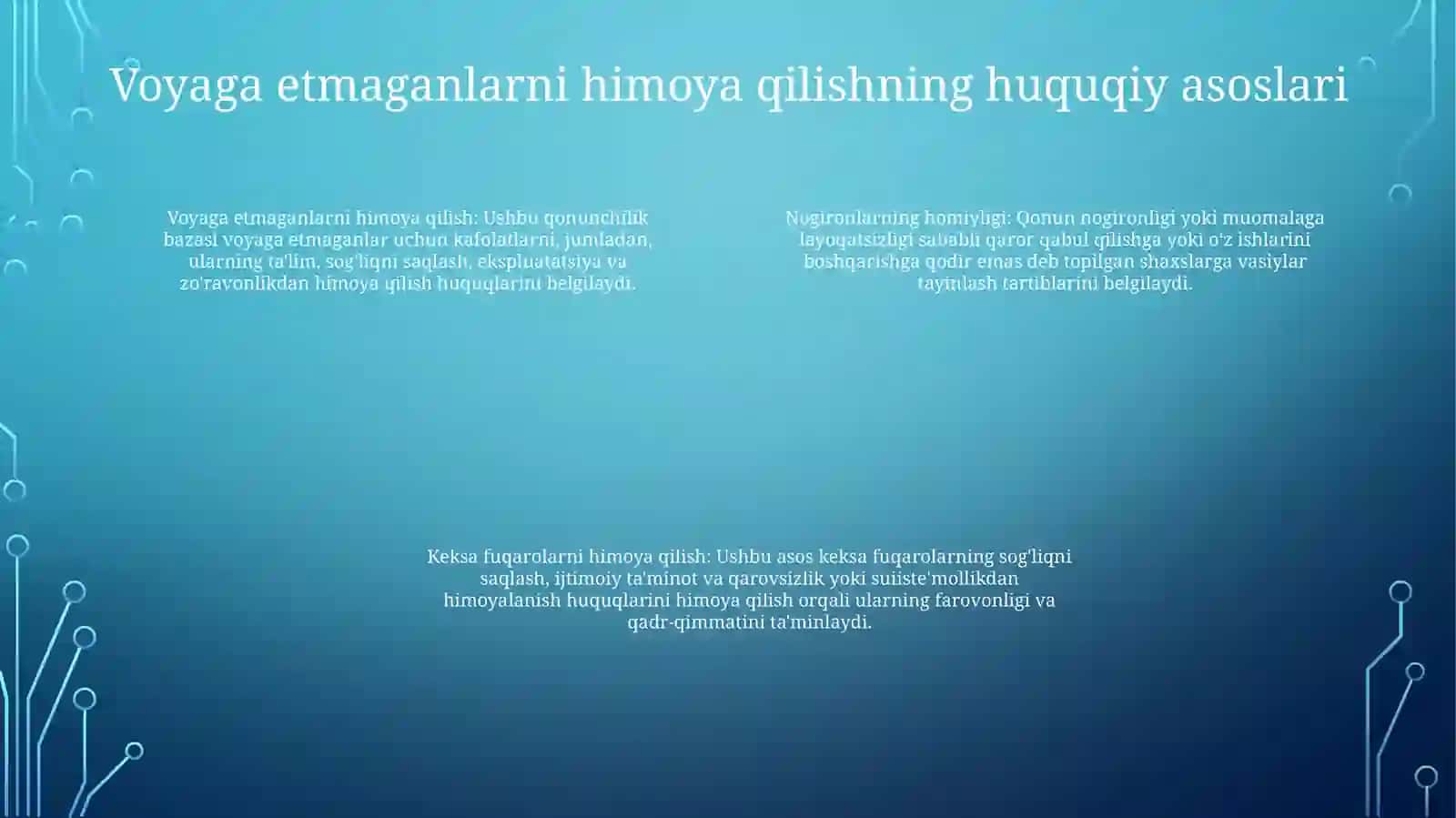 Voyaga Yetmaganlar, Mehnatga Layoqatsizlar Va YolgʻIz KeksalarHuquqingKafolatlari 3