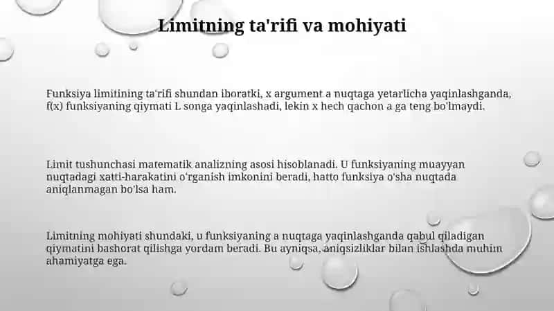 Funksiyaning nuqtadagi limiti 3