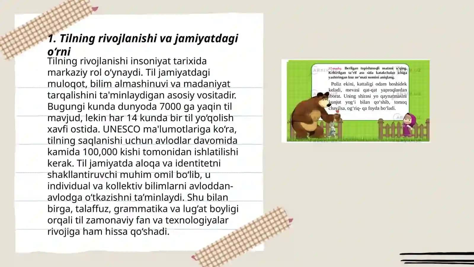 Til sathlari, birliklari. Til va nutq munosabati 3