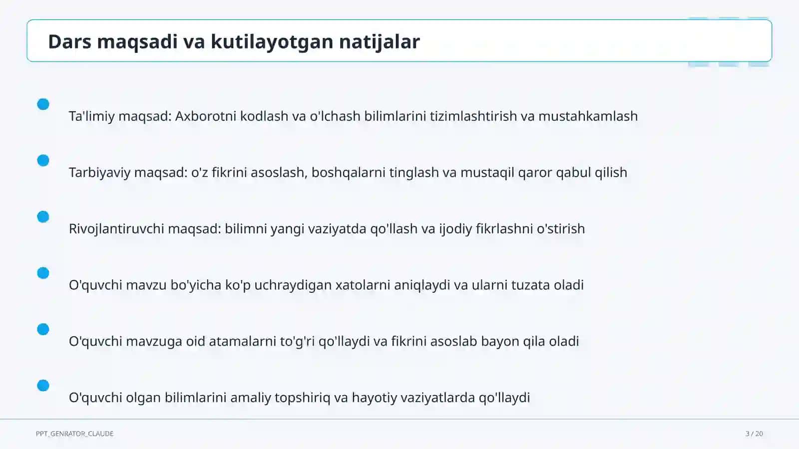 Axborotni kodlash va o'lchash (7-sinf) 3