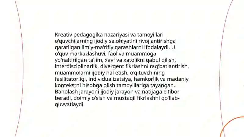 Kreativ pedagogika fanini tamoyillari va mezonlari 3