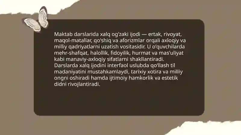 Oʻquvchilarda manaviy-axloqiy sifatlarni rivojlantirishda xalq ogʻzaki ijodidan foydalanish 3
