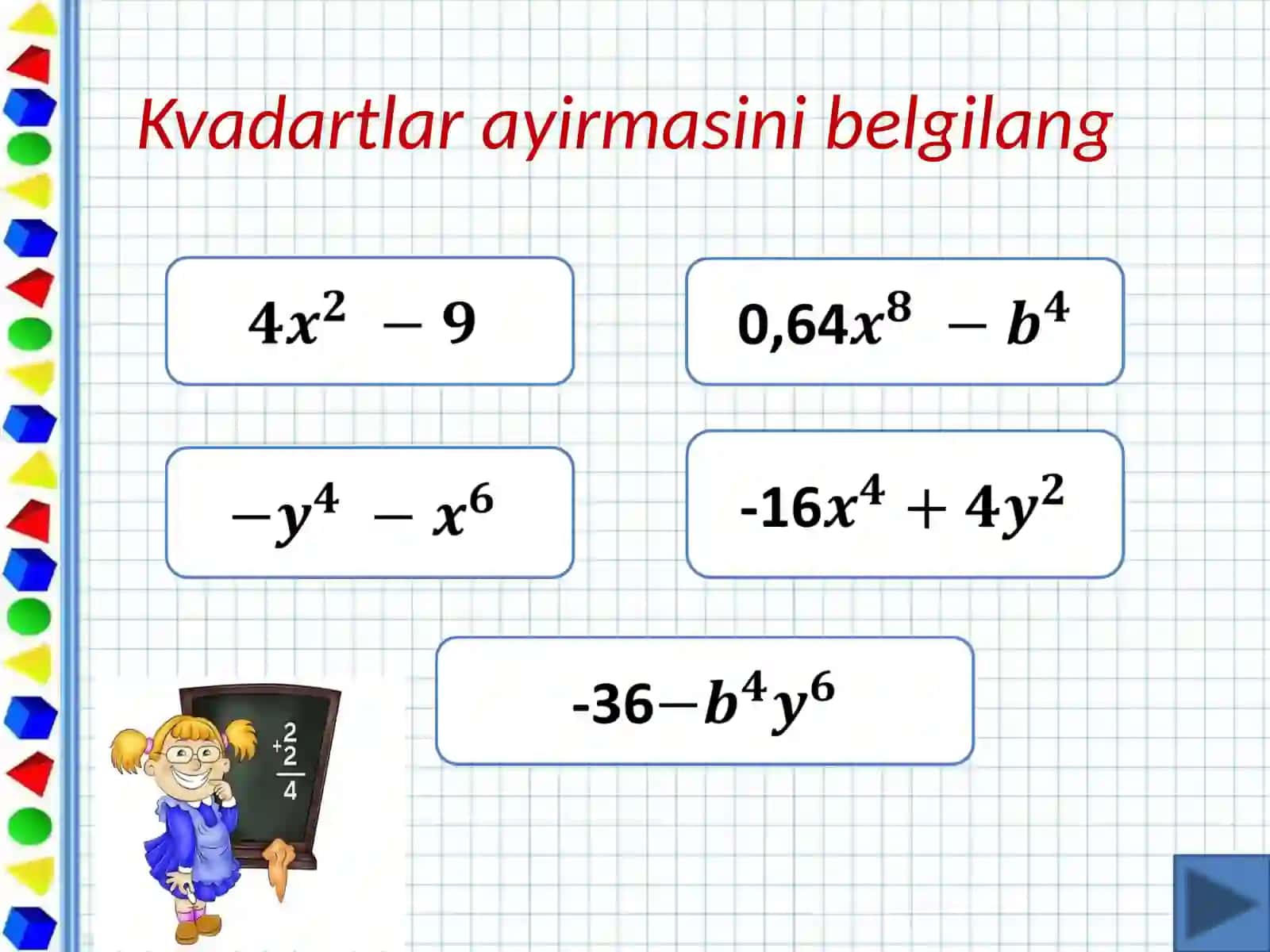 Kvadratlar  ayirmasi 3