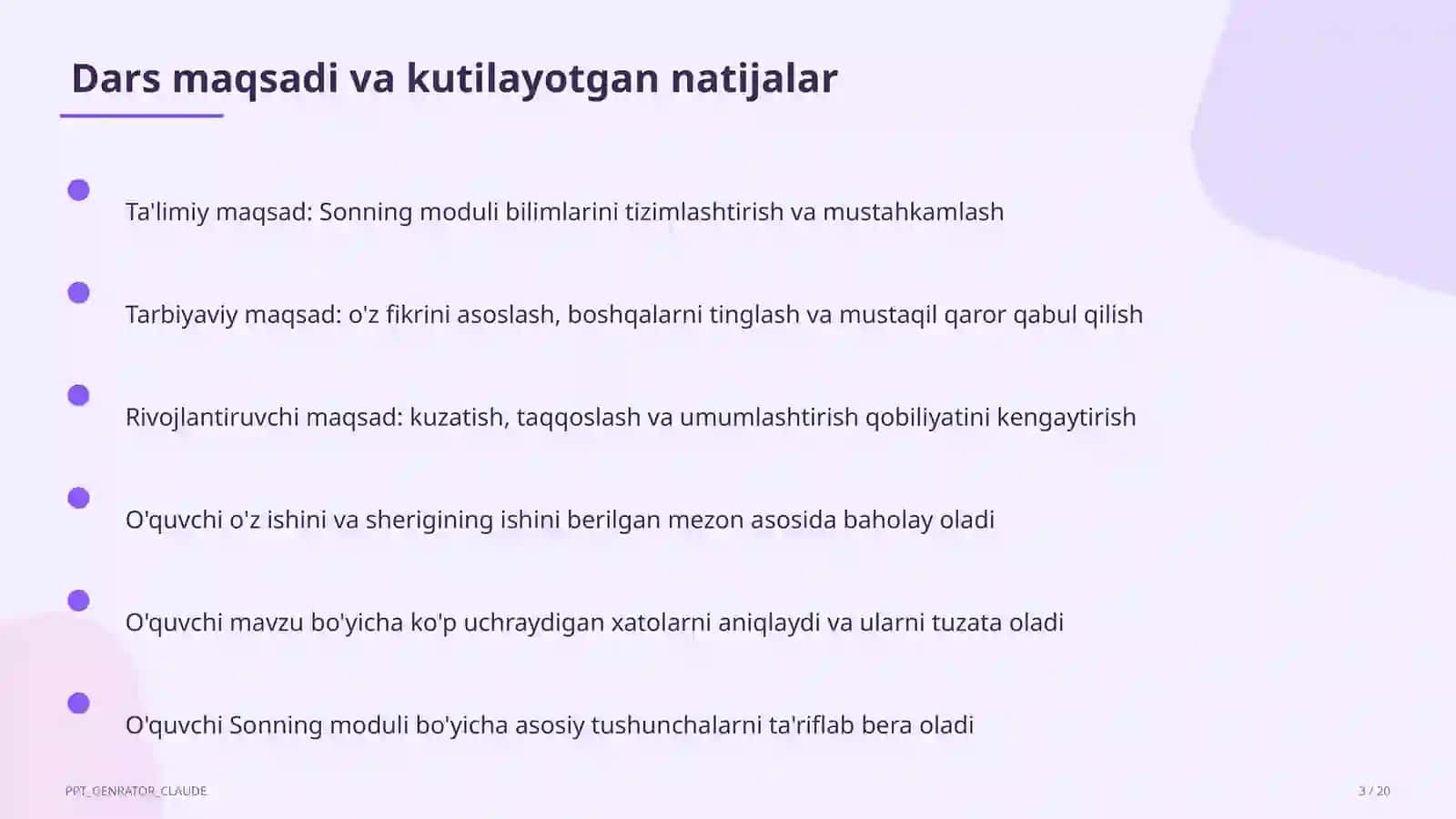 Sonning moduli (6-sinf) 3