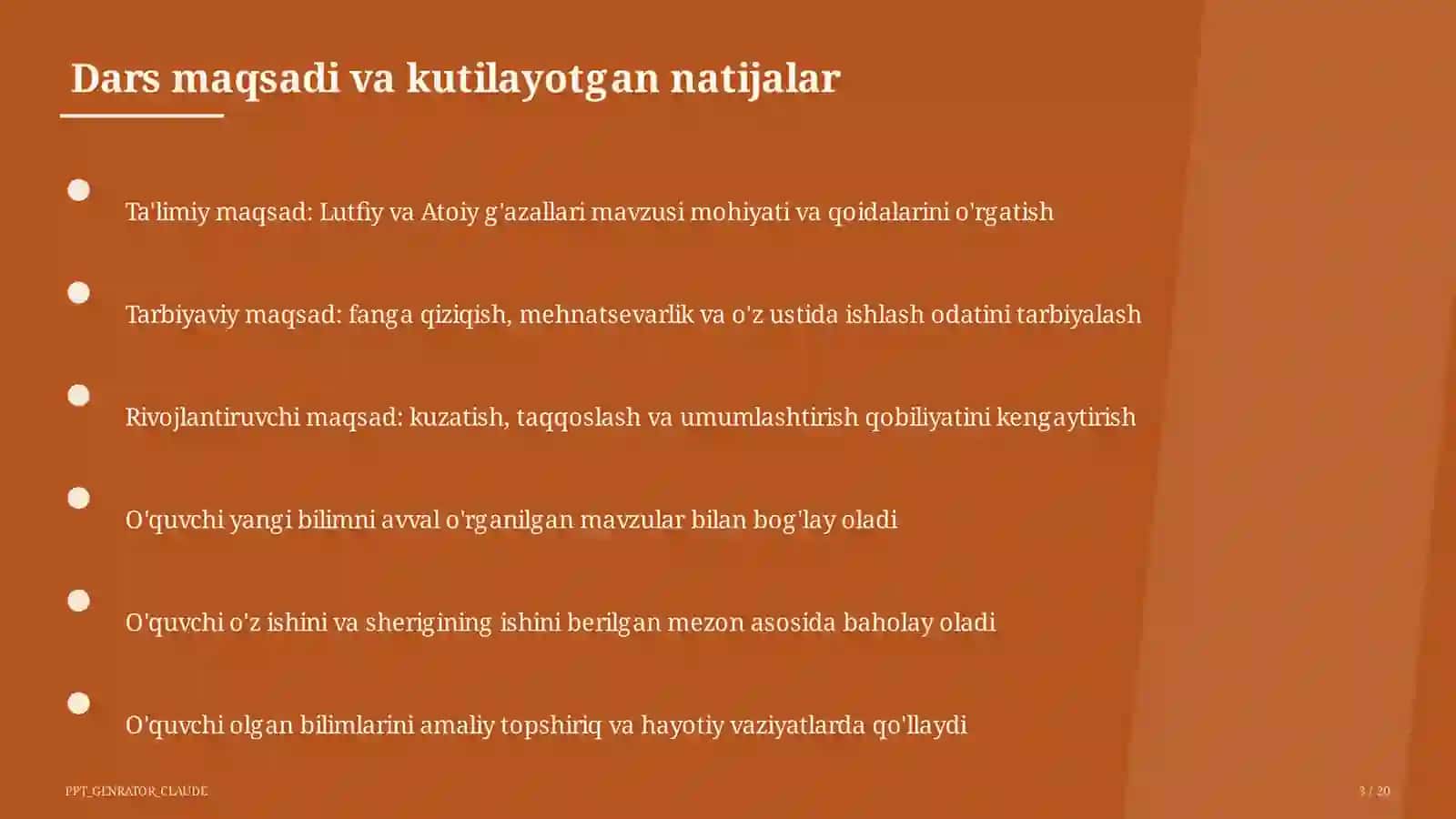 Lutfiy va Atoiy g'azallari (10-sinf) 3