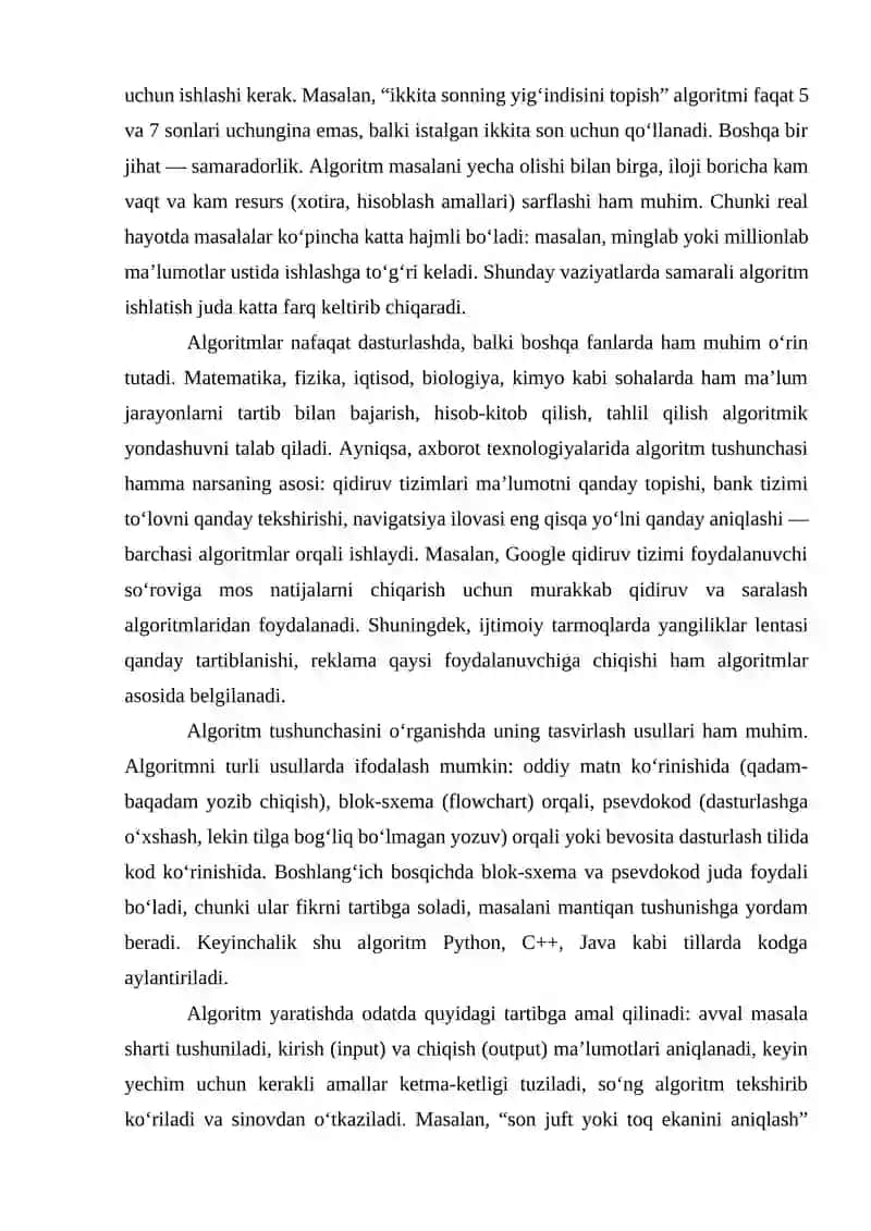 Algoritmlarga doir misollar ishlash 3