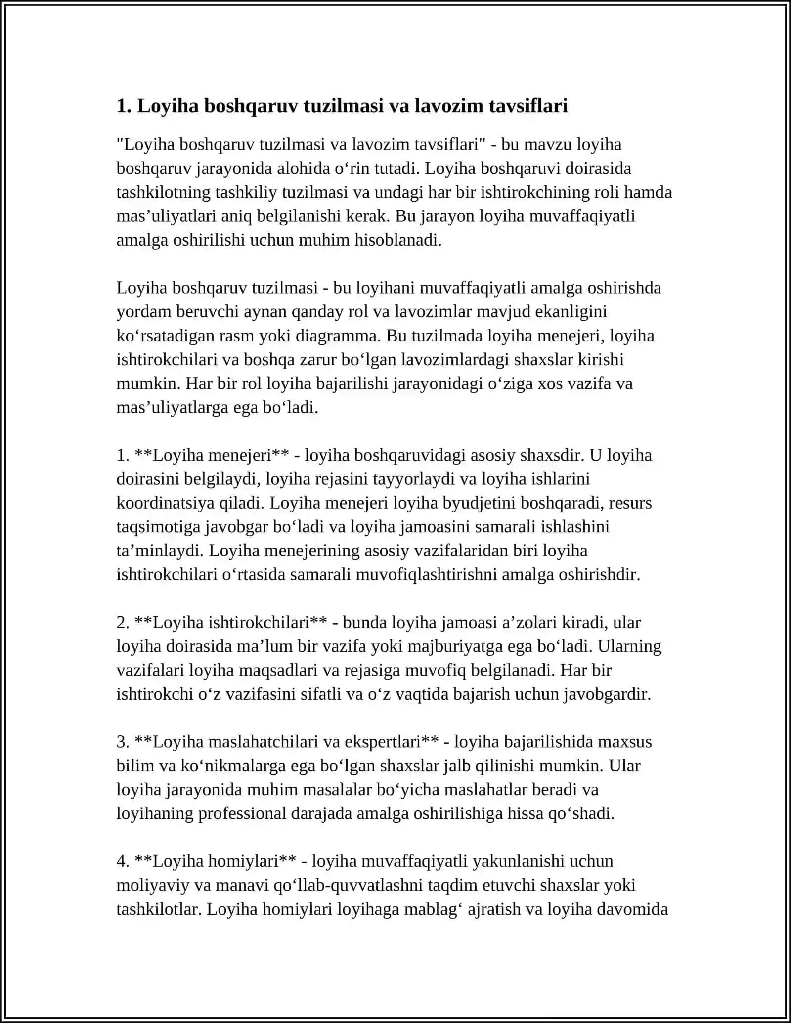 LOYIHALARDA BOSHQARUV TUZILMASI VA MASʼULIYAT TAQSIMOTI 3