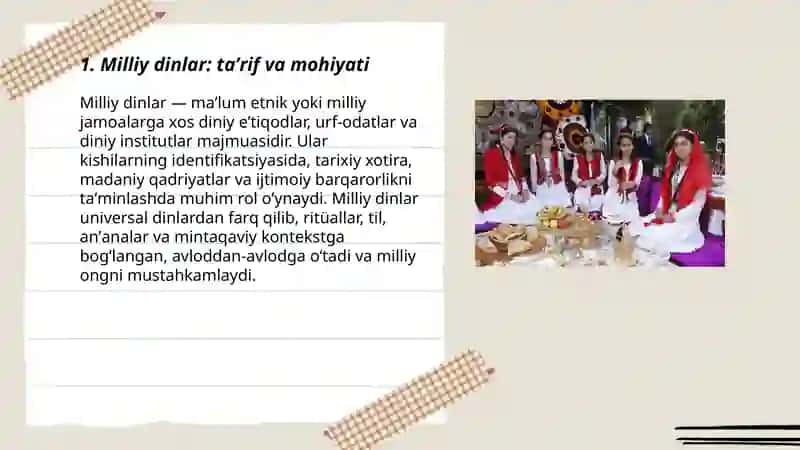 Milliy dinlar 3