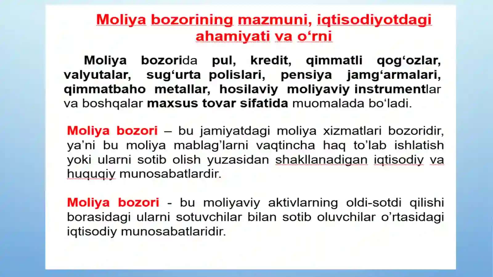 MOLIYA BOZORI VA INSTRUMENTLARI 3