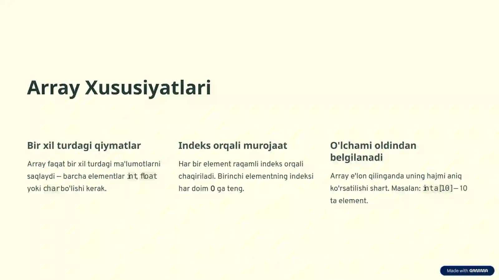Array va Shartli Buyruqlar 3
