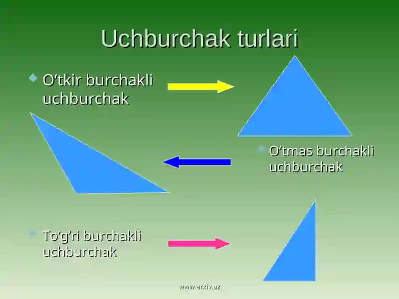 Uchburchalarga oid savollar va masalalar 3