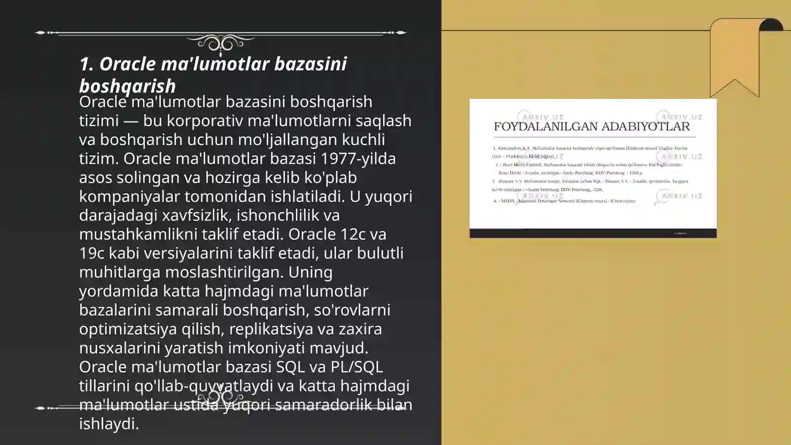 Oracle ma'lumotlar bazasi 3