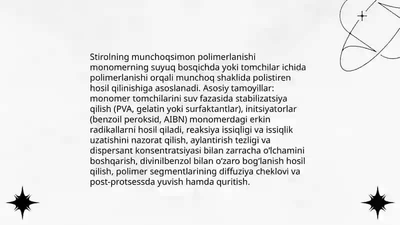 Stirolning munchoqsimon polimerlanishi 3