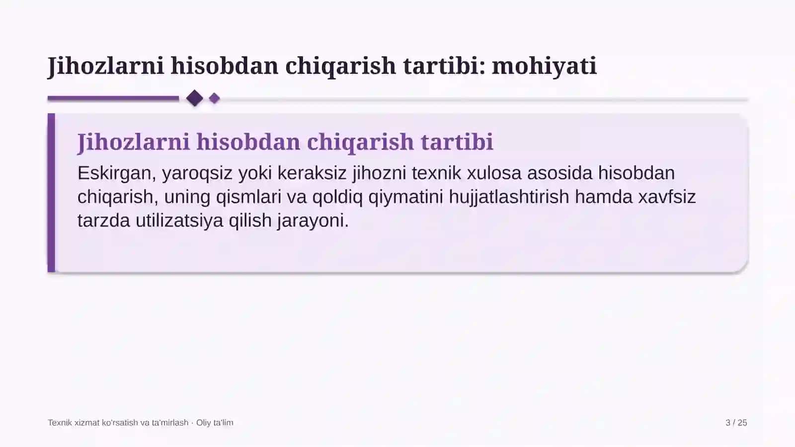 Gulchilikda jihozlarni hisobdan chiqarish tartibi 3