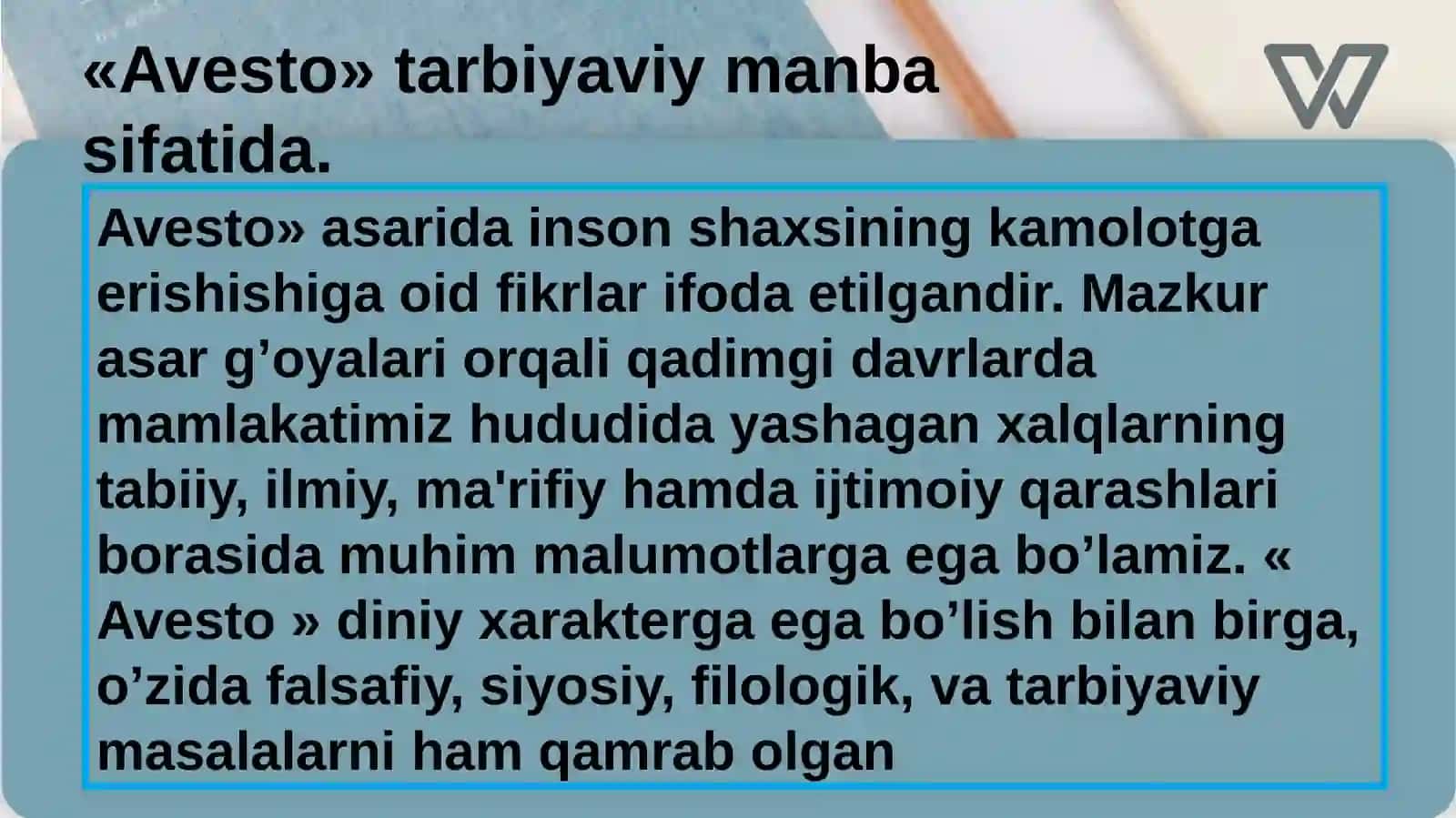 Avestodagi pedagogik qarashlar 3
