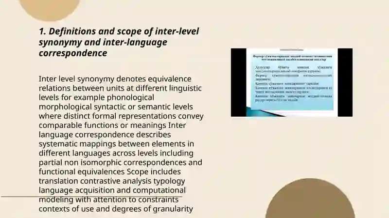 Inter level synonymy and inter language correspondence 3