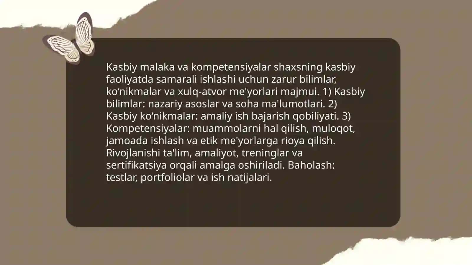 Kasbiy malaka va kompetensiyalar 3