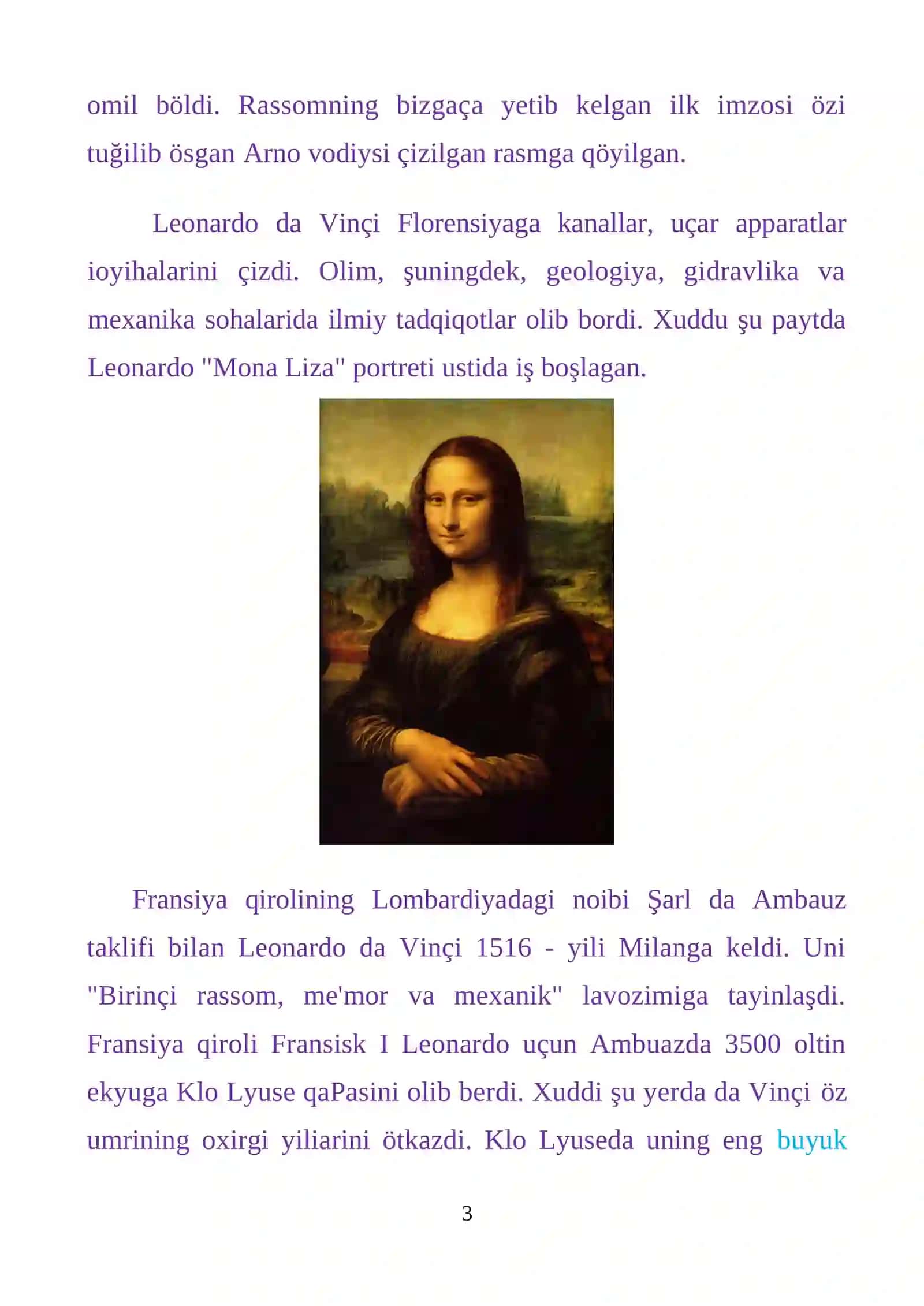 Leonardo da Vinçi hayoti va ijodi. 3