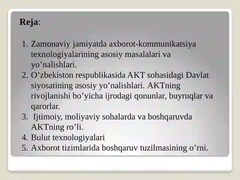 Texnik tizimlarda axborot texnologiyalari faniga kirish 3