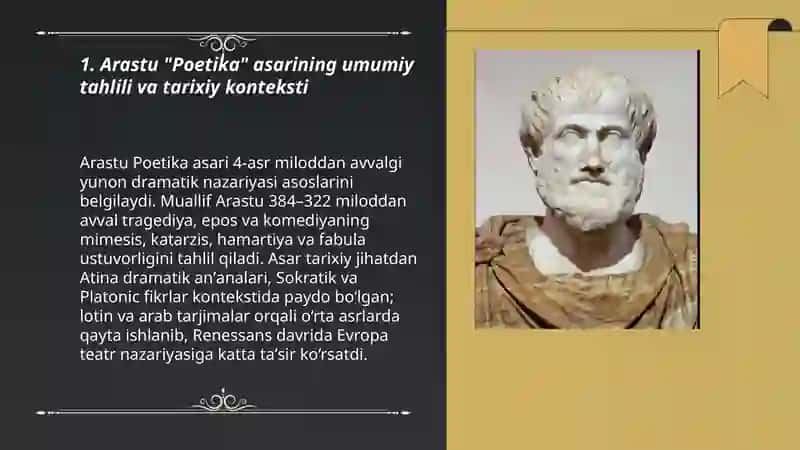 Arastu "Poetika"sining oʻrganilishi 3