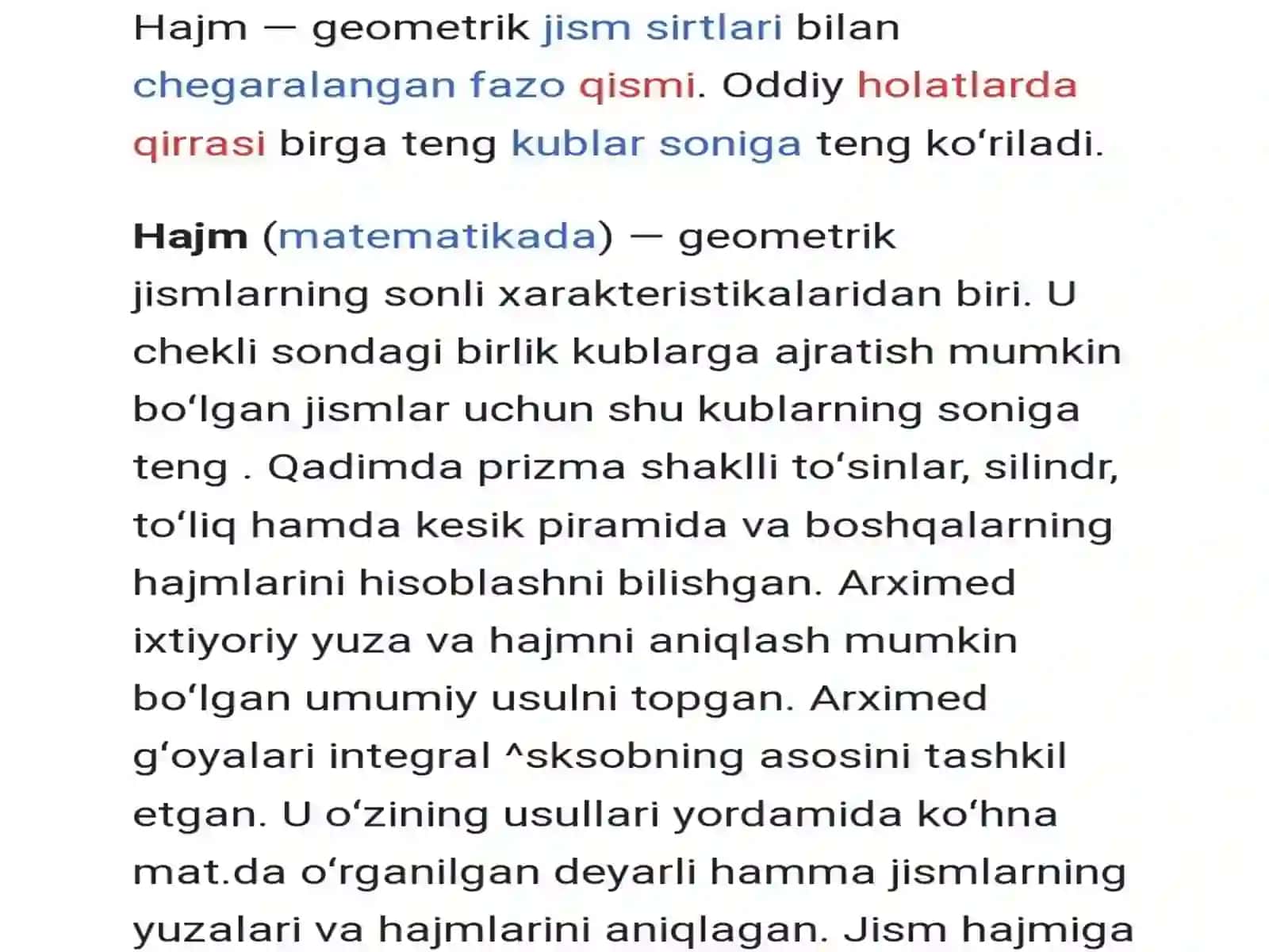 Jismning hajmi va uni õlchash 3