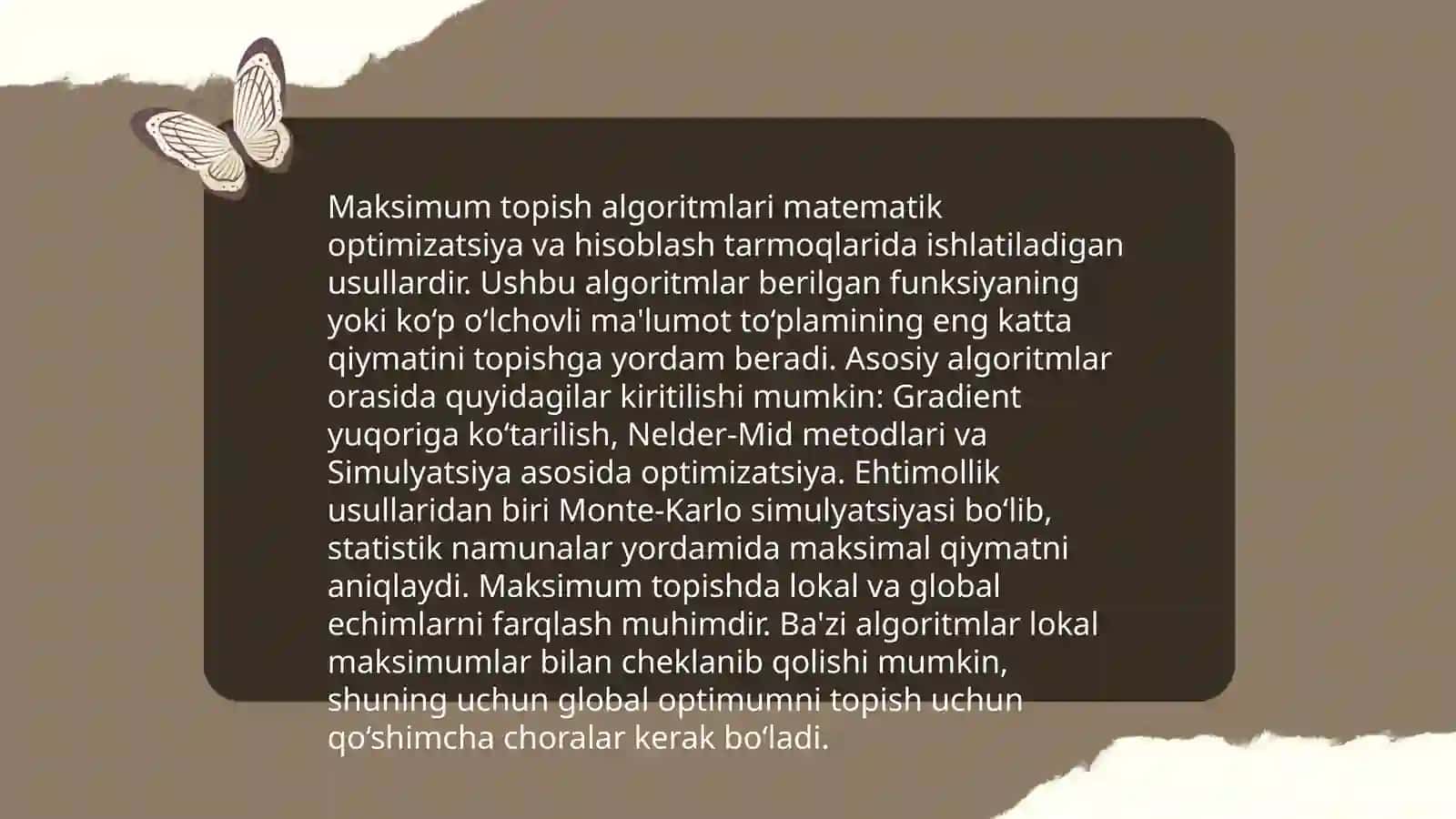 Maksimum topish algoritmini òrganish 3
