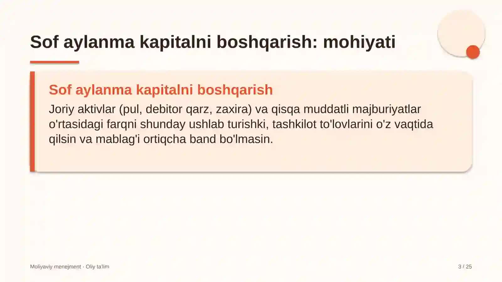 Uran sanoatida sof aylanma kapitalni boshqarish 3