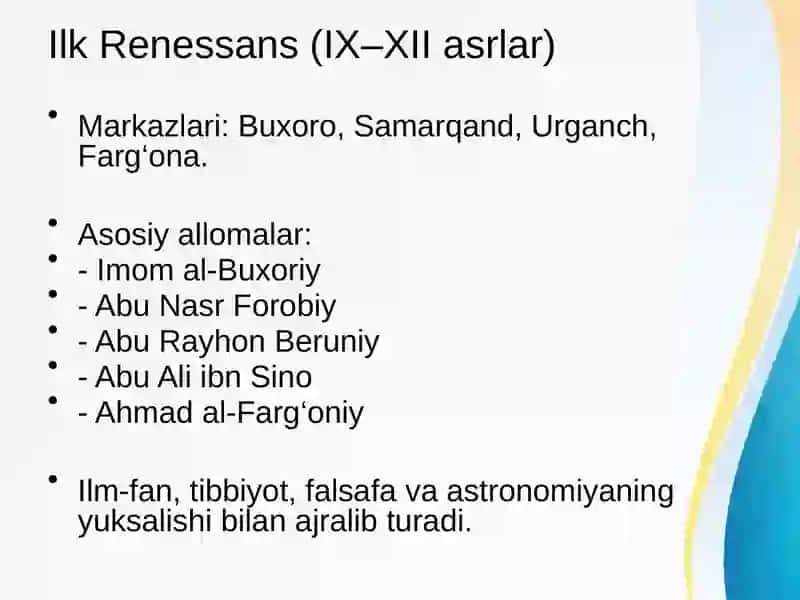 Uch bosqichli Uyg‘onish davri haqida ma’lumot 3