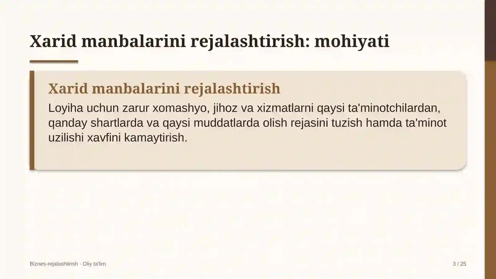 Lalmikor dehqonchilikda xarid manbalarini rejalashtirish 3