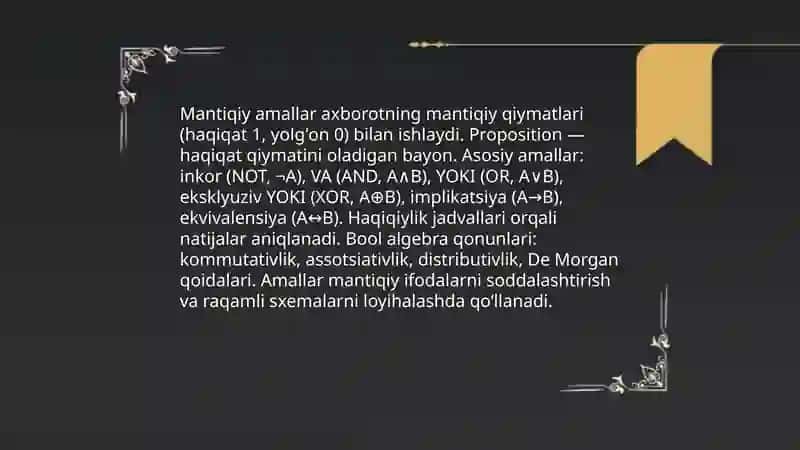 Mantiqiy amallar bajarish 3