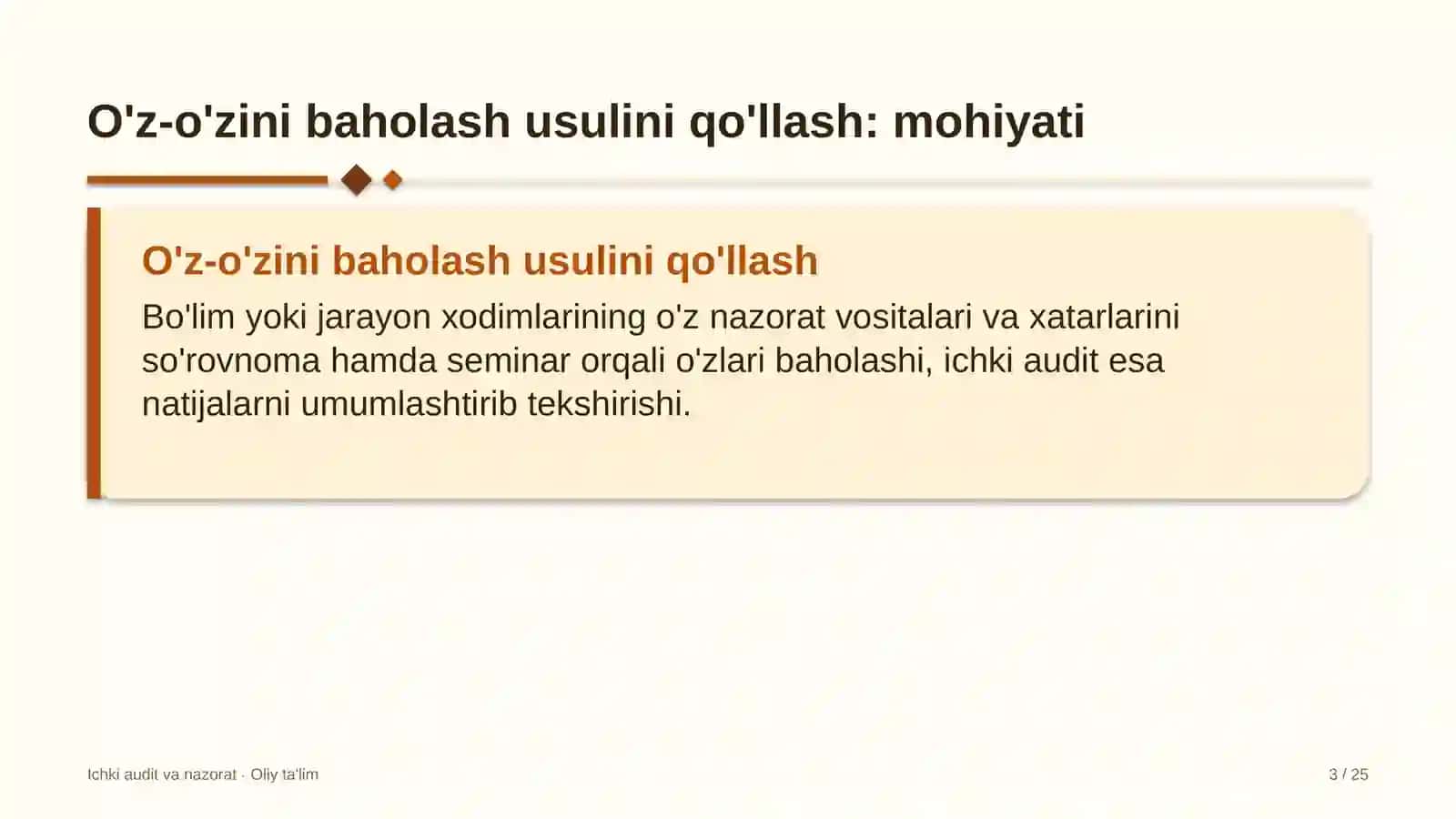 Elektronika sanoatida o'z-o'zini baholash usulini qo'llash 3