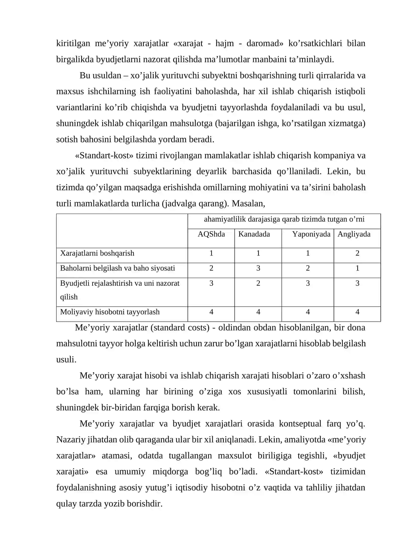 Me’yoriy (normativ) xarajatlar hisobi va «standart-kost» tizimi 3
