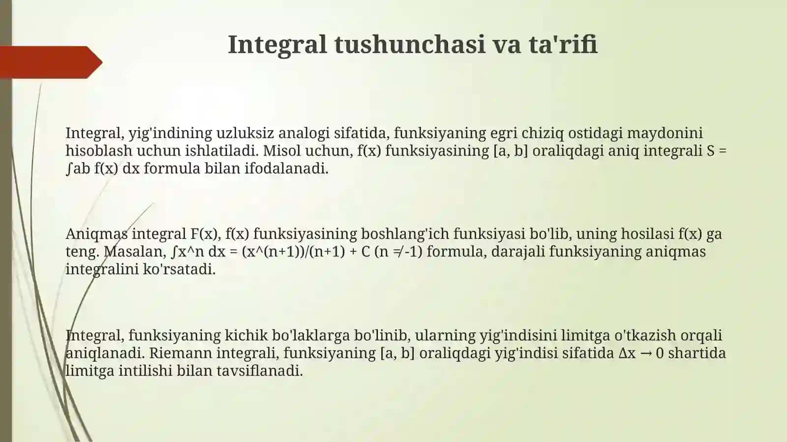 Integral haqida tushuncha 3