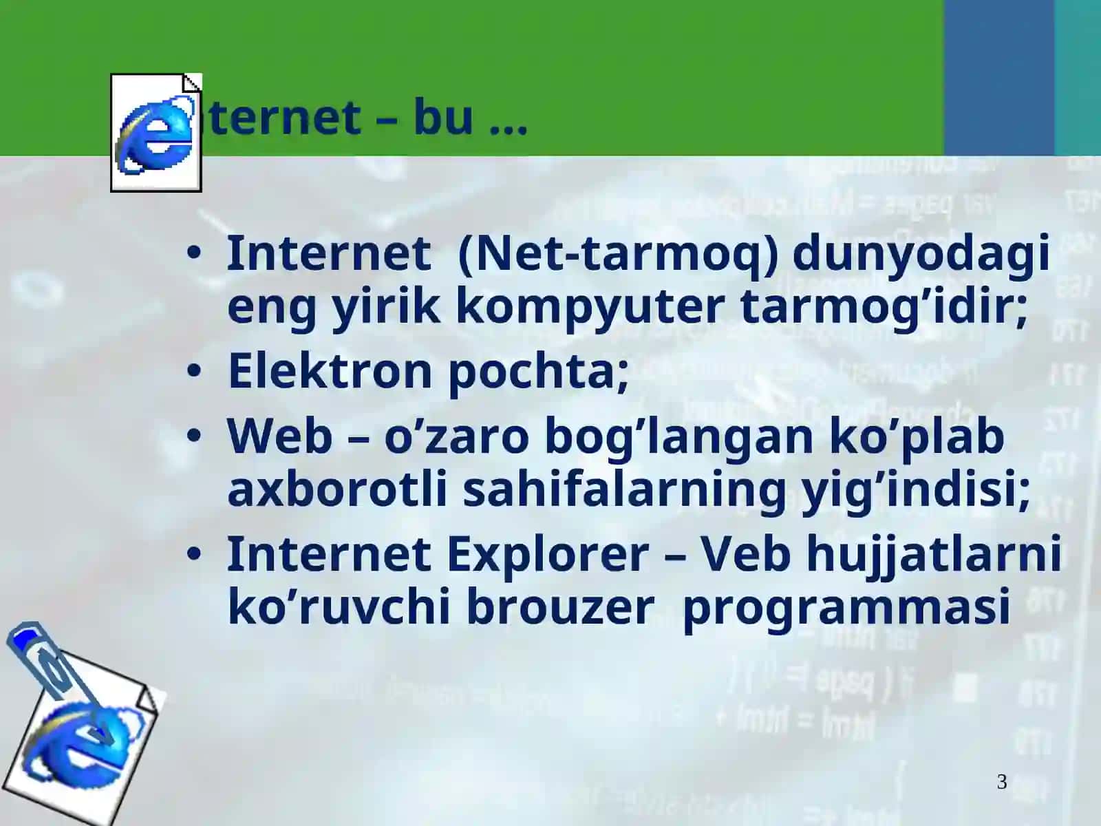 HTML tili haqida ma’lumot va veb-sahifalar tayyorlash 3
