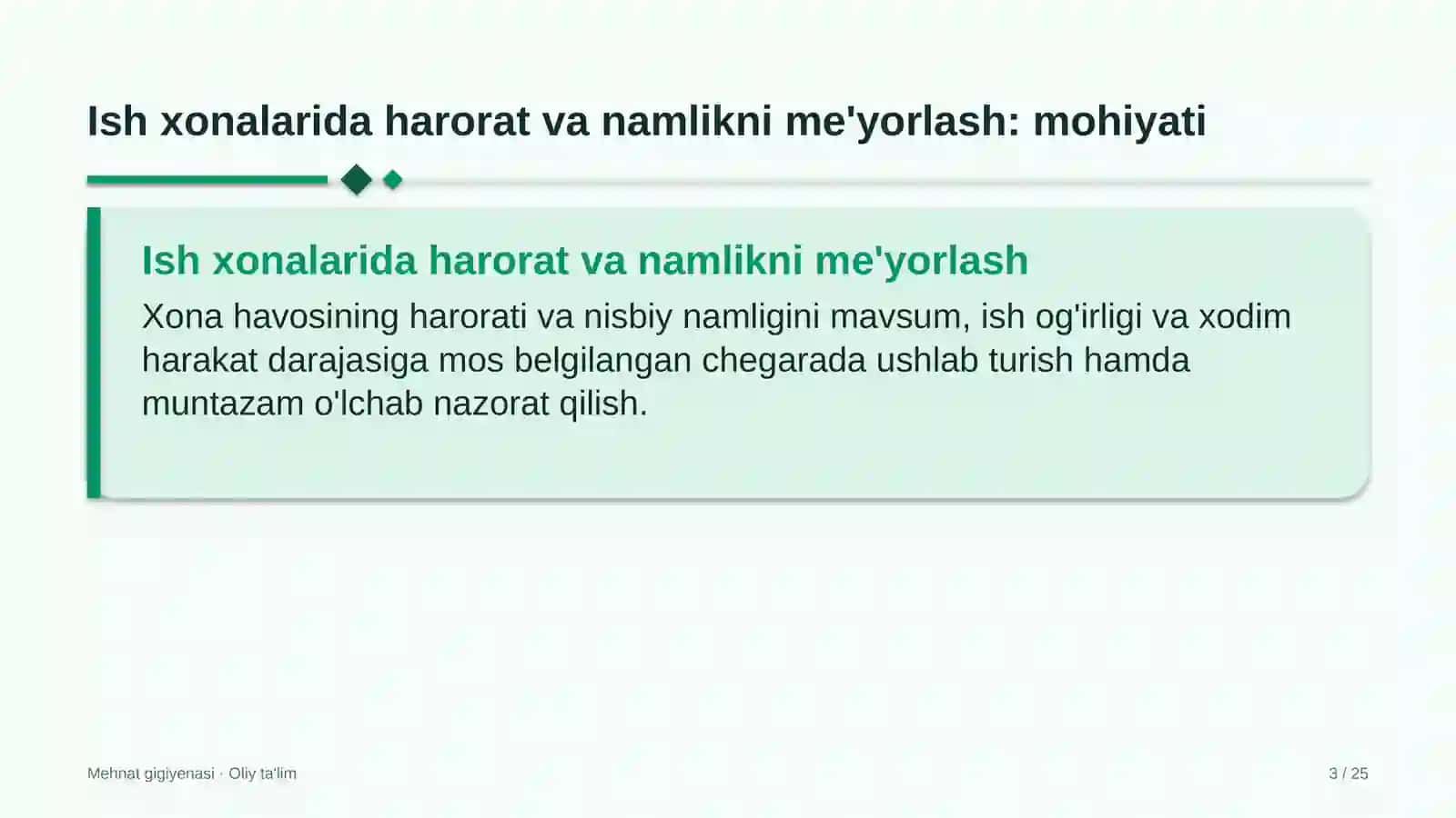 Mehant gigiyenasi · Oliy ta'lim 3