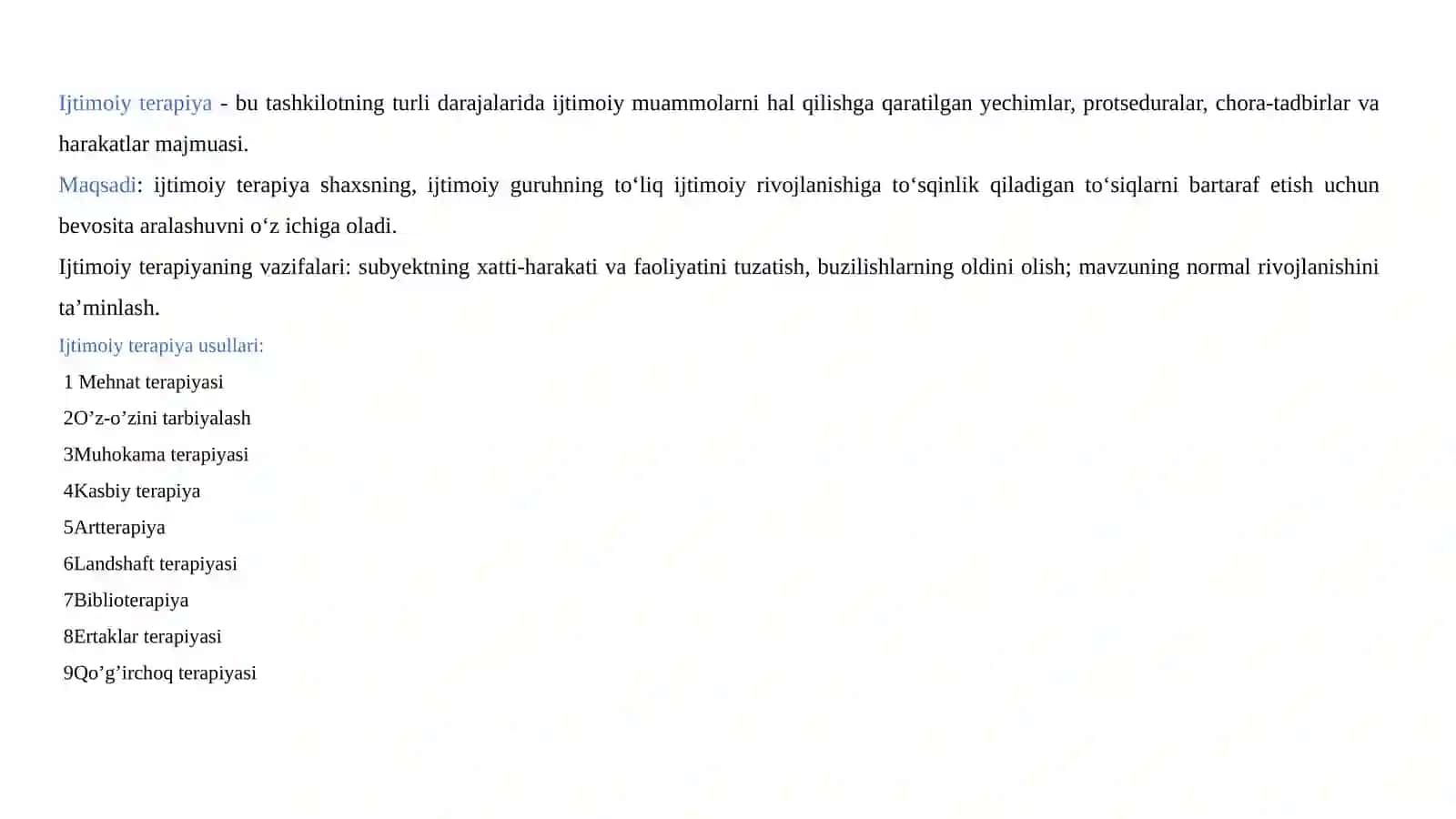Ijtimoiy terapiya va uning asosiy xususiyatlari 3