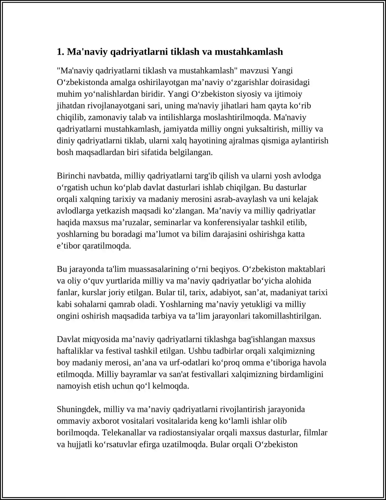 YANGI O‘ZBEKISTONDA AMALGA OSHIRILAYOTGAN MA’NAVIY O‘ZGARISHLAR 3
