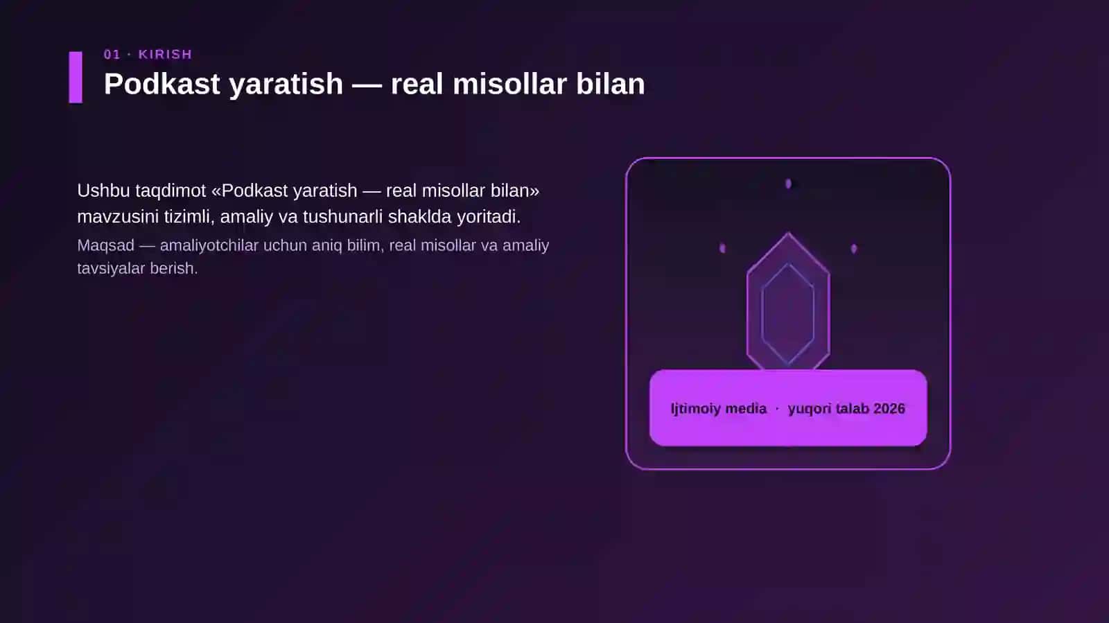Podkast yaratish — real misollar bilan 3