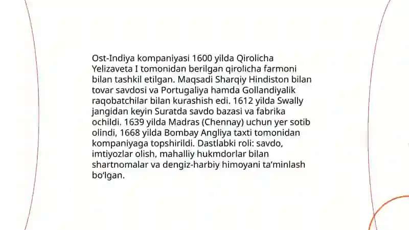 Ost-Indiya kompaniyasining Angliya tashqi siyosatida tutgan oʻrni 3