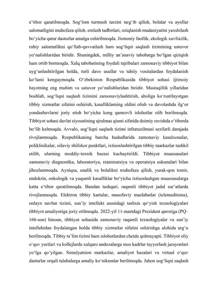 OʻZBEKISTON RESPUBLIKASIDA TIBBIYOT 3