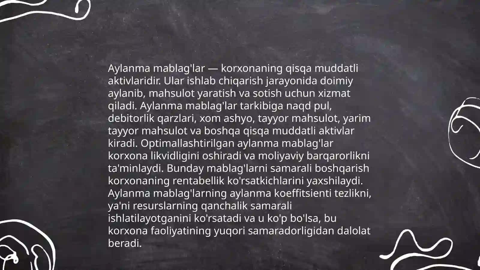 Aylanma mablag'larni meyorlashtirish 3
