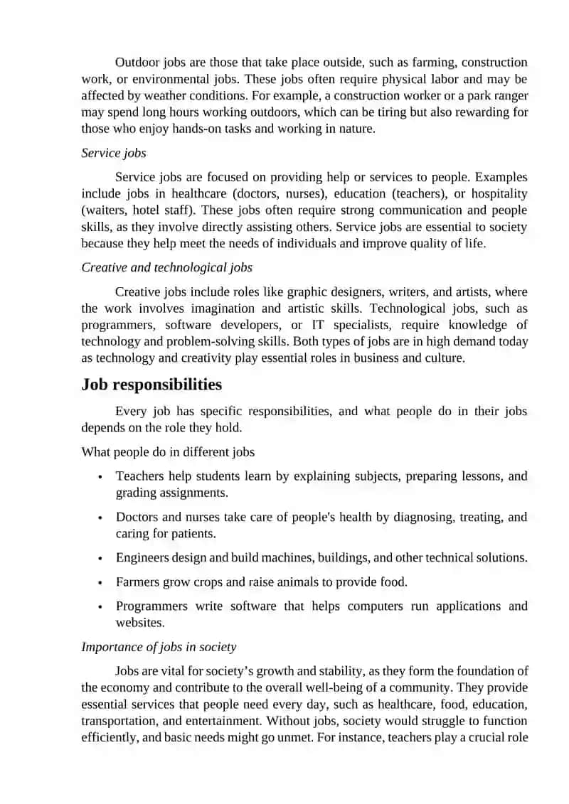 Self study work, Jobs 3