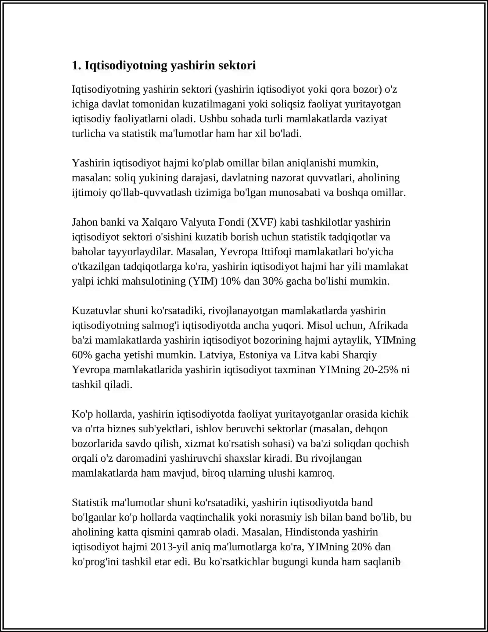 IQTISODIYOT UNING O'LCHAMLARI VA NOMOYON BO'LISH SHAKLLARI XUFIYONA 3