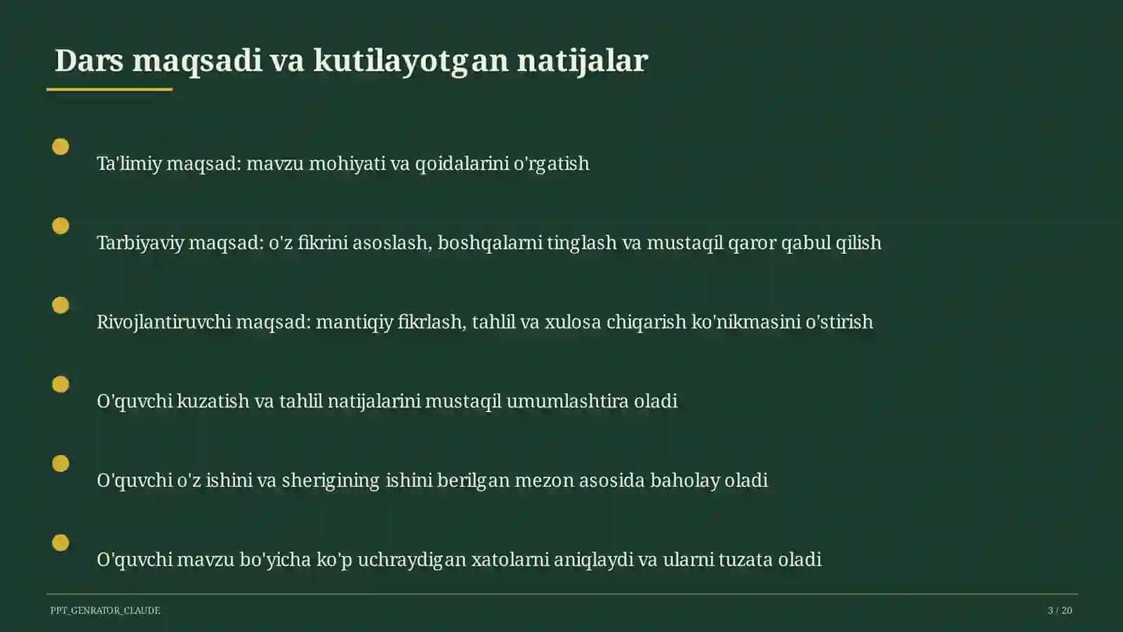 Dars rejasi 3